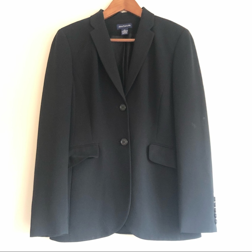 Ann Taylor Black Two-Button Suiting Blazer